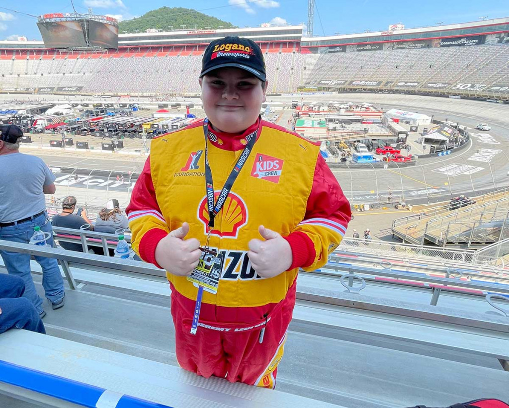 Jeremy in the stands at the race