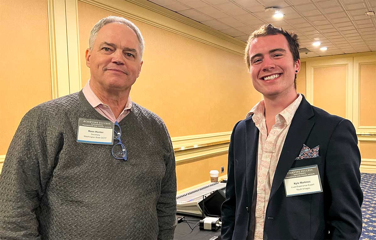 Kyle Martinez with Ross Hunter, Washington State Secretary of the Department of Children, Youth and Family Services, at the convening