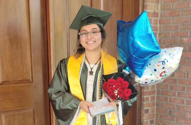 Jimena, LifeSet Scholar, at high school graduation